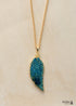 Boho Necklace, Blue Ocean Japser Leaf Pendant